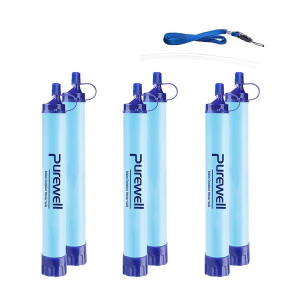 Purewell Outdoor Water Filter Personal Water Filtration Straw Emergency Survival Gear Water Purifier for Camping Hiking Climbing Backpacking