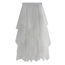 YILEEGOO Women's Tulle Skirt High Waist Tiered Layered Mesh Ballet Prom Party Tulle Tutu A-line Midi Skirt