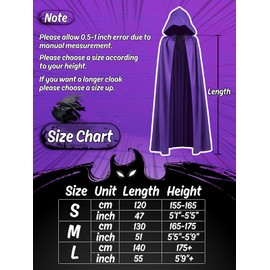 Abitoncc - Disfraz de Halloween para mujer, disfraz de anime para cosplay, capa morada con capucha, cadena ajustable de piedras rojas con guantes de poliuretano (L: 5 pies 9 pulgadas +)