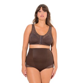 Ulla Popken Women's Relief Kelly Without Underwire, Front Closure, C-D Bra, dark brown