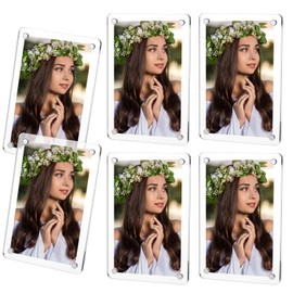 Tobeelec 6 Pack Acrylic Fridge Magnetic Picture Frames, 3.15x4.72 Inch Magnetic Clear Photo Frames Fit 3x5 and 4x6 Picture for Refrigerator/Locker/Metal Wall (12 Panels