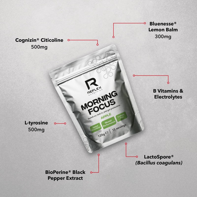 Reflex Nutrition Morning Focus Nootropic Powder – Stimulant-Free Including Caffeine