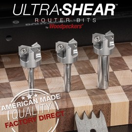 Ultra-Shear Spoilboard Surfacing Router Bit, 1" CD, 8MM SH, 3 Flute Carbide Insert CNC Bit for Slab Flattening, Planing, Milling