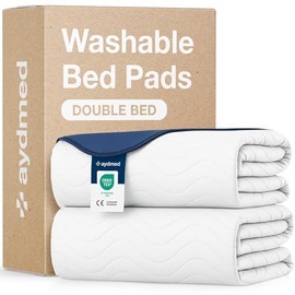 2 x AYDMED Essential Washable Incontinence Bed Pads | For Double & Single Beds | Maximum Absorbency 100% Leakproof Kylie Sheets | Reusable Waterproof Bed Wetting Sheets For Adults, Children & Babies