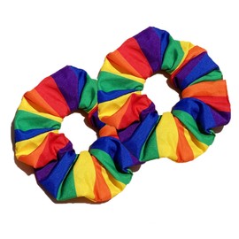 fKiZanthene 2 Pcs Rainbow Scrunchies, Pride Hair Accessories for Women, Soft Fabric Ponytail Holders for Pride Parade Party Celebration and Daily Wear​