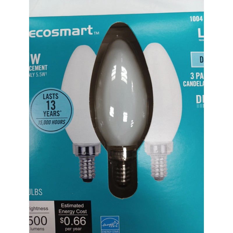 EcoSmart 60-Watt Equivalent B11 Dimmable Frosted Glass LED Bulb Daylight