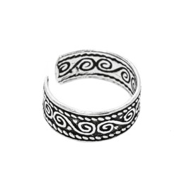 WINDALF Celtic Toe Ring BOGA 5mm Life Spiral with Bohemian Ornaments 925 Sterling Silver, Sterling Silver