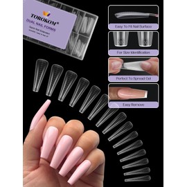 TOROKOM 150 PCS 15 Size Dual Nail Forms for Quick Nail Extension Gel, Poly Nail Gel Nail Molds for Builder Extension Gel Nail Art Design Salon & DIY
