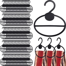 FoldTier 100 Pcs Scarf Hanger Plastic Scarf Holder Organizer Space Saving Scarf Organizer Clothes Hanger for Scarves Headscarves Clothing Sorting Storing (Black)