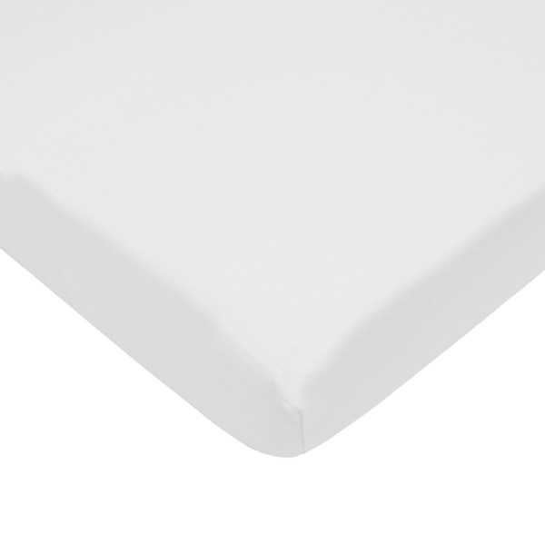 TL Care Fitted Mini Crib Sheet 24" x 38", Soft Breathable Neutral 100% Cotton Jersey Portable Sheet, White, for Boys and Girls, Fits Most Pack N Play and Mini Crib Mattresses