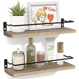 RICHER HOUSE Bathroom Shelves, Guard-Rail Floating Shelves for Wall, Wall Mounted Shelves Set of 2, Cute Bathroom Wall Organizer Decor, Over Toilet Storage Small Shelf for Kitchen - Carbonized Black