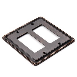 Rope Edge Decorative Wall Plate Switch Plate Outlet Cover (Double Decorator, Aged Bronze)