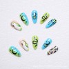 Green Press on Nails Medium Almond Fake Nails with Snake