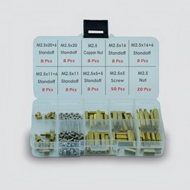 iUniker 134 Pcs for Raspberry Pi Standoffs M2.5 Spacers Screws Nut Brass Standoff Screws Kit with Box for Raspberry Pi, Pi 5, PCB Boards, M.2 NVMe Ssd PCIe Board Kit