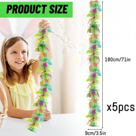 SilverChry Easter Tinsel Decorations, Easter Garland Made of Plastic, Garland for Outdoors, Easter Garland Spring Garland Egg Garland, Easter Decoration Festival, Easter Decoration Banner, Easter
