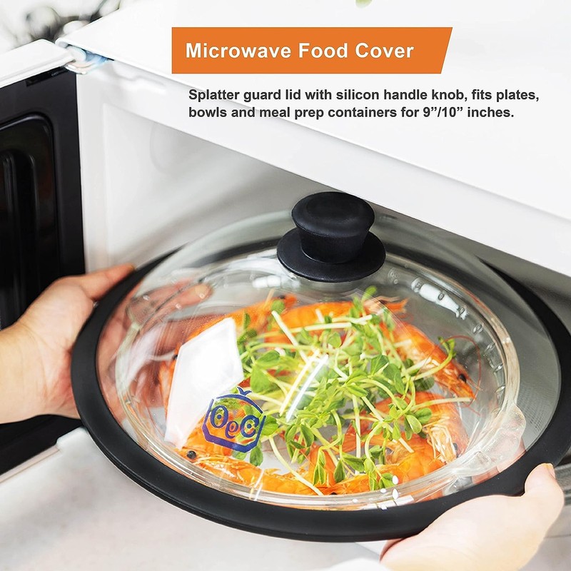 OEC Vented Splatter Guard Microwave Glass Cover with Easy-Grip Handle