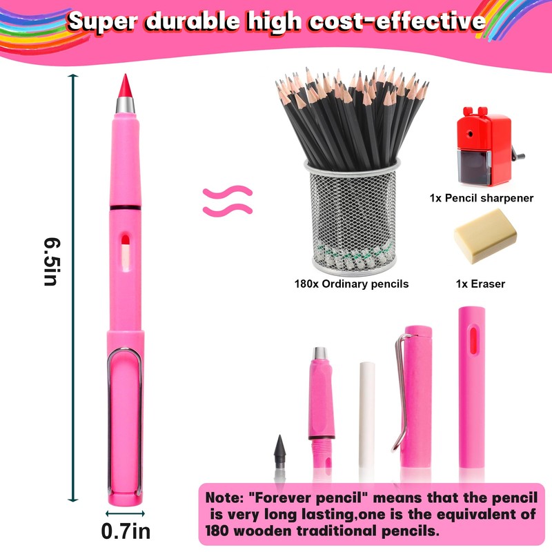 Frutasky 12 Colors Forever Pencil with Erase - Long Lasting