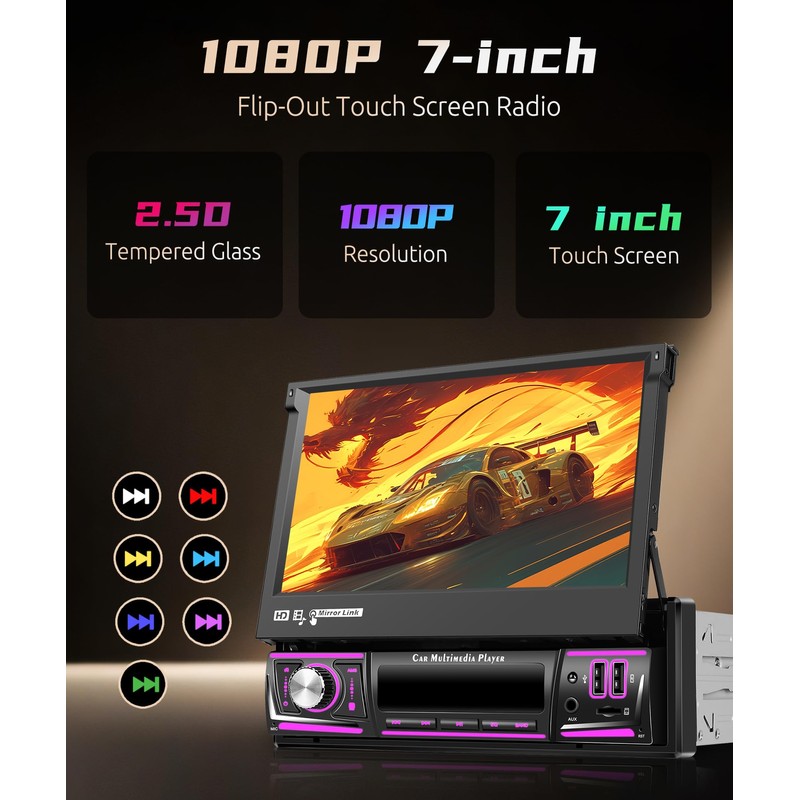 Android 13 2G+64G Single Din Touchscreen Car Stereo DSP Radio