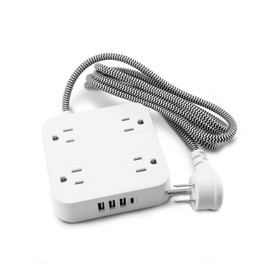Andromeda Inc Multicontacto USB, Regleta de Alimentación, Conector Multiple, Extension Electrica de 1.5 m con 4 CA,3 USB y USB-C, Multicontacto Montaje en Pared Clavija con Tomacorriente, Enchufes