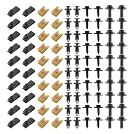 ZIMISI 100PCS Car Screws and Bolts, Engine Under Cover Splash Shield Guard Bolts Screws Assortment Kit, Plastic Push Rivet Fasteners U-Nuts Kit, Car Body Bolt Retainer Clips