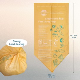 Moonygreen Compost Bags, Trash Bags 3 Gallon, Extra Thick, US BPI ASTM D6400 Certified Compostable Food Scrap Kitchen Waste Bags, 100 Count