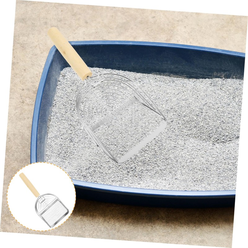 GRIRIW Cat Litter Scoop Wooden Handle Sand Sifter for Easy