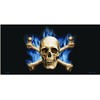 Blue Flame and Crossbones License Plate