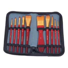 11Pcs Acrylic Paint Brushes Seamless Interface Strong Water Absorption Smoothly Draw Imported Nylon Paint Brush SetAcrylic Paint Brush (Red)