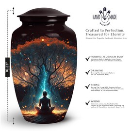 Yatskia Tree of Life Urns for Human Ashes Adult Female, Funeral Burial Urn for Ashes Adult Male, Decorative Cremation Urns for Ash, (Large Urn, 10 Inch)