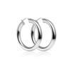 LOVVE Sterling Silver High Polished Round-Tube Click-Top Hoop Earrings, 5x35mm