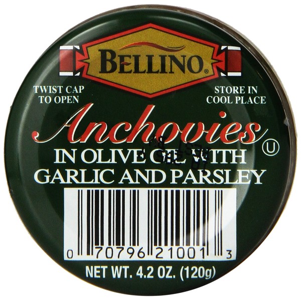 Bellino Garlic and Parsley Anchovies, 4.2 Ounce Jar