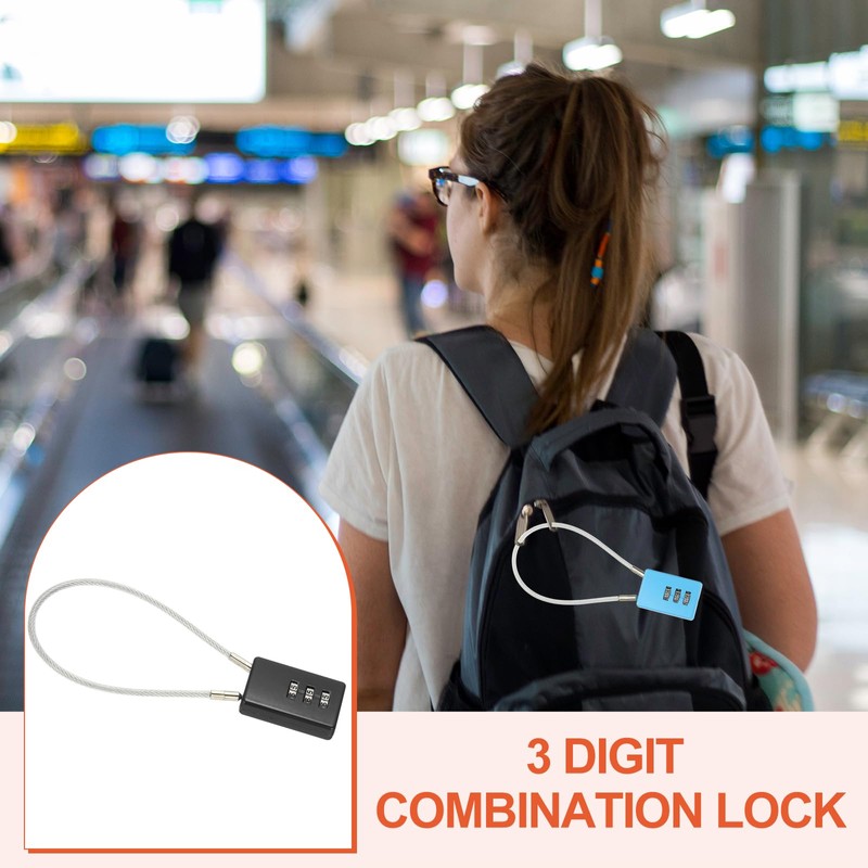 PATIKIL 3 Digit Cable Combination Lock, 2 Pcs Cable Lock