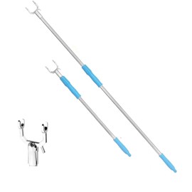 BEEY Retractable Reach Sticks Long Pole with Hook 55" Adjustable Telescoping Long Reach Closet Pole Extend Reaching Pole for High Area, Shelf, Closet
