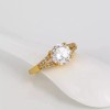 Dtup Anillo Compromiso Chapado En Oro De 18k Piedra Grande