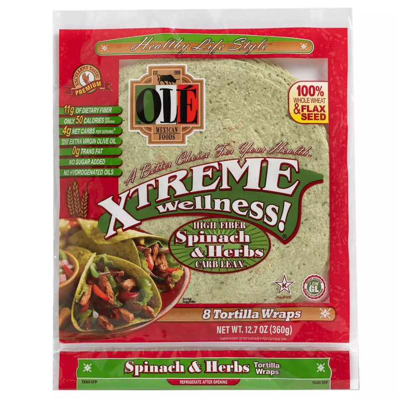 Ole Xtreme Wellness™ 8" Spinach Tortilla Wraps - 8 Count