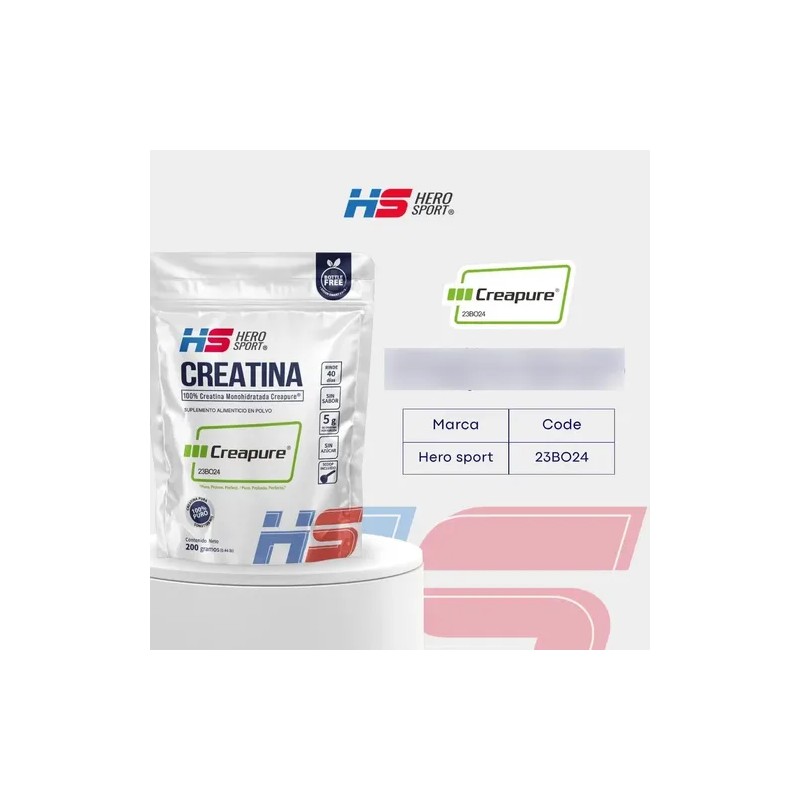 Creatina Creapure 200gr Hero Sport 40 Servicios