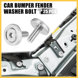 REPAIROCK Car Bumper Fender Washer Bolt M6x20mm Engine Bay Dress Up Kit Stainless Steel Silver Tone (Set of 25) Auto Replacement Parts