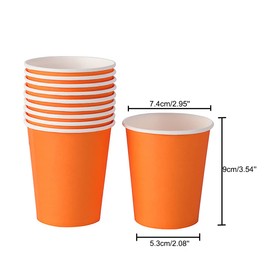Yuxitia Disposable Paper Cups, 60 Pack Orange Paper Cups for DIY, Wedding, Party, Picnic, BBQ, Travel and Events, 8 Ounce, Orange