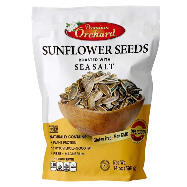 Premium Orchard MIXED NUTS Roasted Sunflower Seeds Original Lightly Salted Sunflower Seed In-Shell with Sea Salt Non GMO Gluten Free Snack Vegan KETO Friendly Snacks Low Carb Snack - 1 Bag Yellow