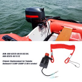 Interruptor de Parada de Seguridad del Motor Fueraborda 688-82575-01 Interruptor de Parada de Emergencia para Fueraborda Marino Reemplazo de Llama de Emergencia para F