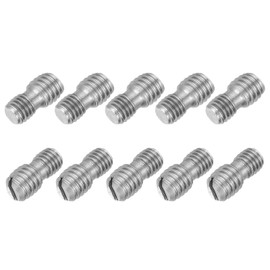 PATIKIL M5x6 to M6x6 Double End Threaded Stud Screw Bolt, 10 Pack Slotted Head 304 Stainless Steel Rod Bolts Thread Reducer Adapter for Furniture Fastener, 12mm Long