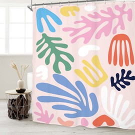 Miyotaa Matisse Colorful Abstract Shower Curtain Set 60Wx71H Inches Pastel Modern Minimalist Aesthetic Girls Danish Art Polyester Waterproof Cloth Bathroom Curtain with 12 Hooks