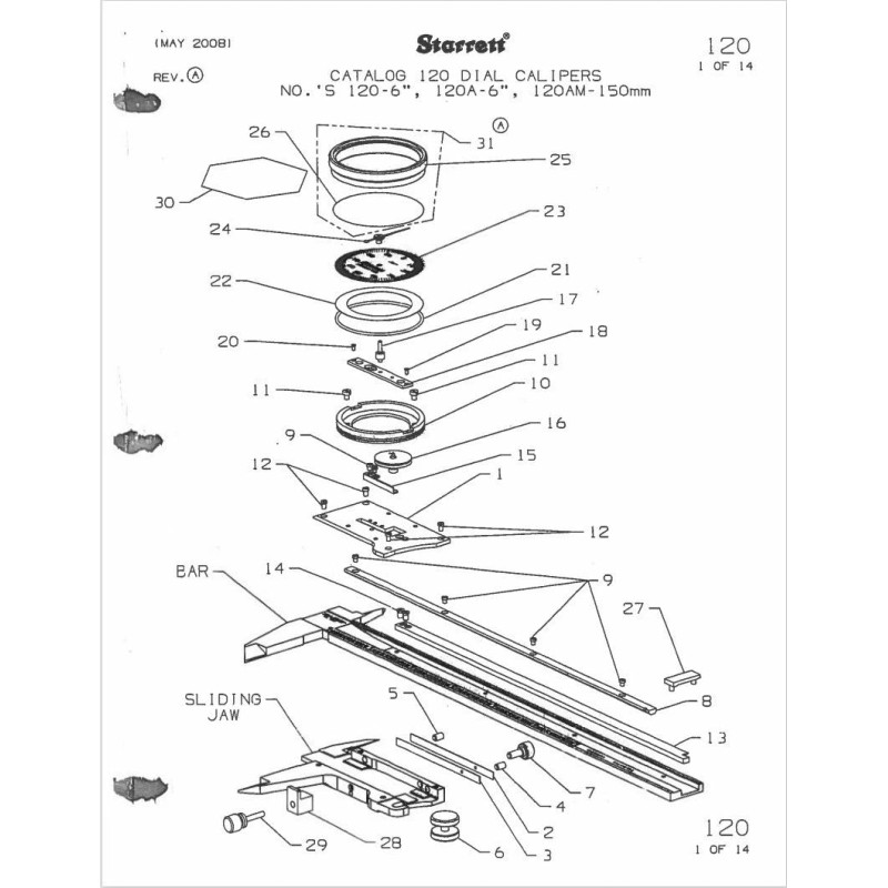 Starrett PT99455 Bezel / Crystal for 120 Dial Caliper -