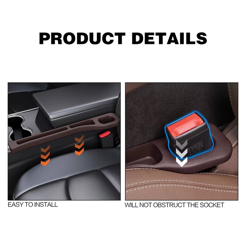 Car Seat Gap Filler Organizer 2 Pack, Universal Seat Crevice
