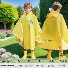 GAMYPET Toddler Rain Poncho Outwear Hood Rain Gear Boy and Girl Cartoon Rainwear Jacket Cute Light Weight Kids Rain Coat