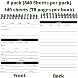 Law Enforcement Incident Report Notepads, Sheriff, Security & Police Gear, EDC Officer Notebook, Cop Gifts, Interview Equipment Accessories Book, 6 Pack (Sheriff)