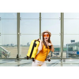 Baocicco 10x6.5ft Vinyl Photography Backgrounds Airport Backdrop Glass Window Modern Architecture Sunny Summer Holiday Standby Airplane for Photo Shooting Props Backdrop