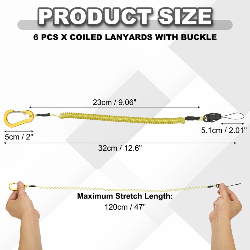 PATIKIL Coiled Lanyards with Buckle 47 Inch, 6 Pcs Retractable
