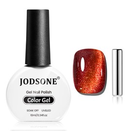 JODSONE 10ml Red Gel Nail Polish Cat Eye Glitter Red Gel Polish with Magnet Soak Off U V Lamp Deep Red Gel Nail Polish Nail Art Manicure Salon DIY Home