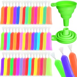 Hoolerry 600 Pcs Disposable Ice Lolly Bags Ice Lolly Mold Bags Plastic Ice Cream Bags with Silicone Foldable Funnel for Making Ice Candy, Yogurt, Freeze Lolly(2.4 x 9.8 Inch)